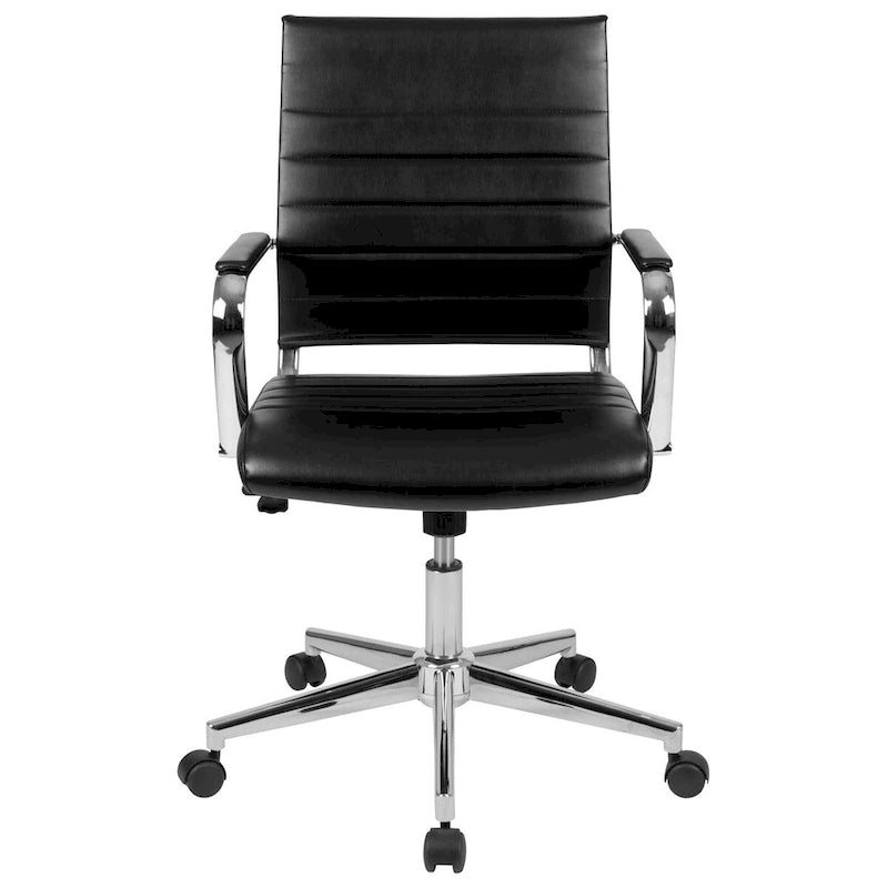 Sillón ejecutivo giratorio de oficina, con respaldo medio acanalado