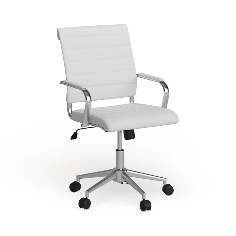 Sillón ejecutivo giratorio de oficina, con respaldo medio acanalado