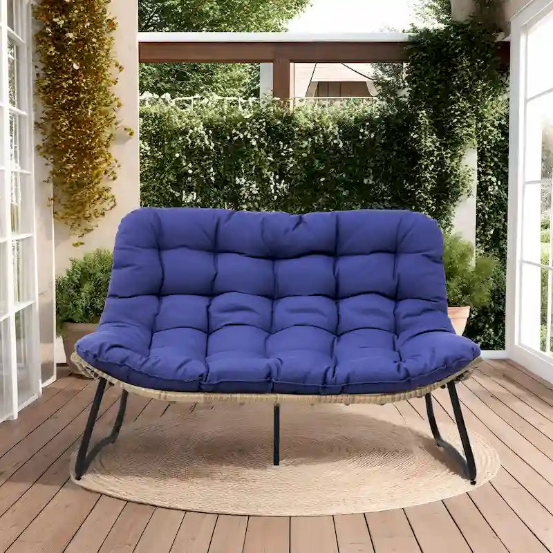 Sillón Papasan Doble con Cojín – Ratán PE, Uso Interior y Exterior