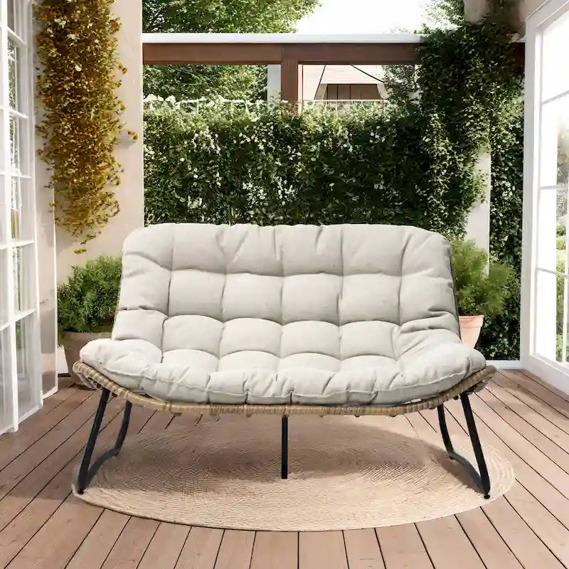 Sillón Papasan Doble con Cojín – Ratán PE, Uso Interior y Exterior