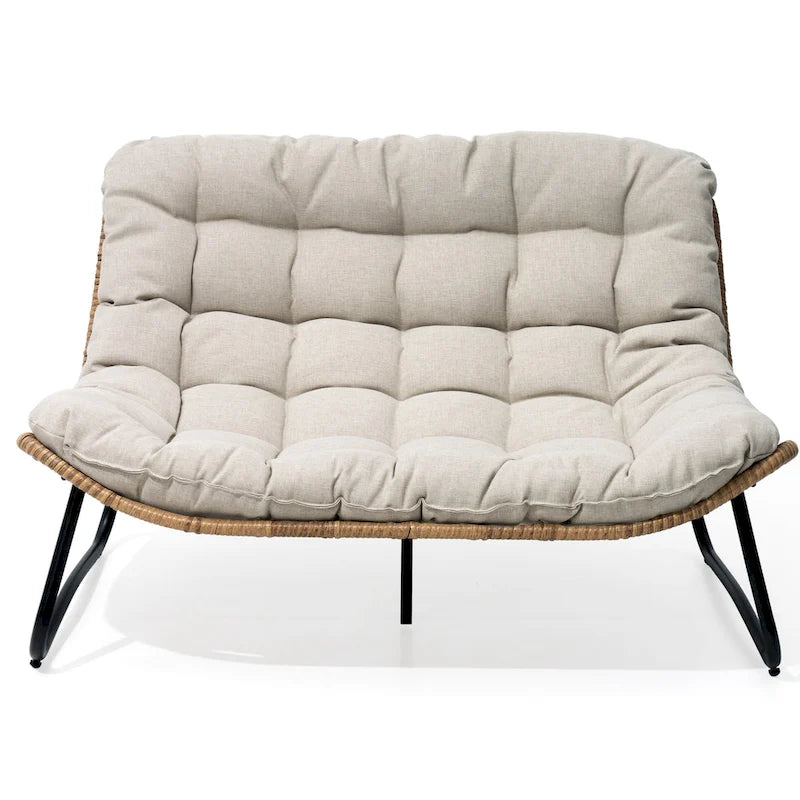 Sillón Papasan Doble con Cojín – Ratán PE, Uso Interior y Exterior