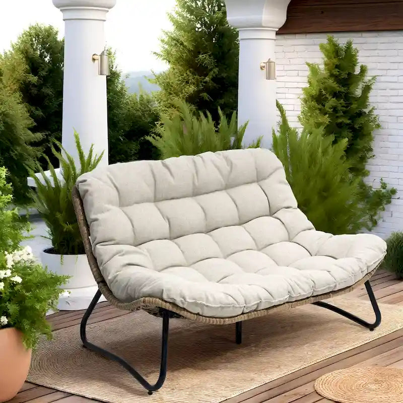 Sillón Papasan Doble con Cojín – Ratán PE, Uso Interior y Exterior