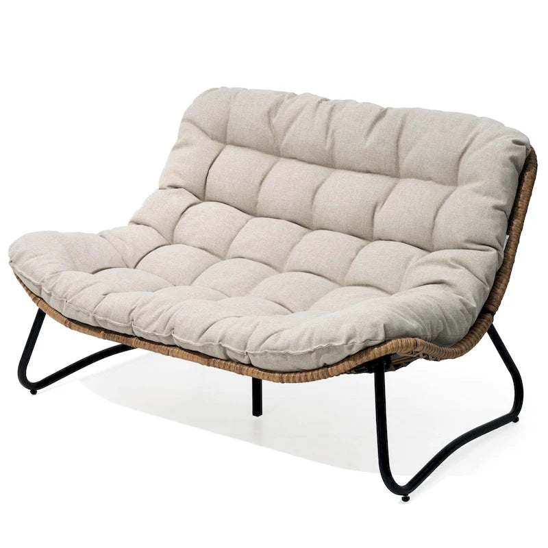 Sillón Papasan Doble con Cojín – Ratán PE, Uso Interior y Exterior