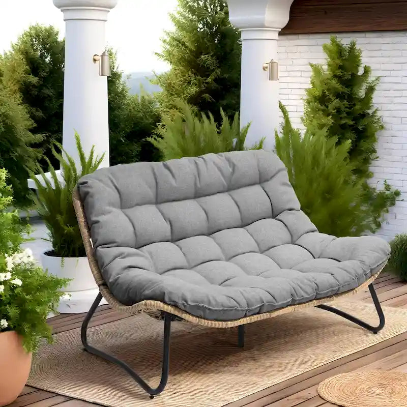 Sillón Papasan Doble con Cojín – Ratán PE, Uso Interior y Exterior