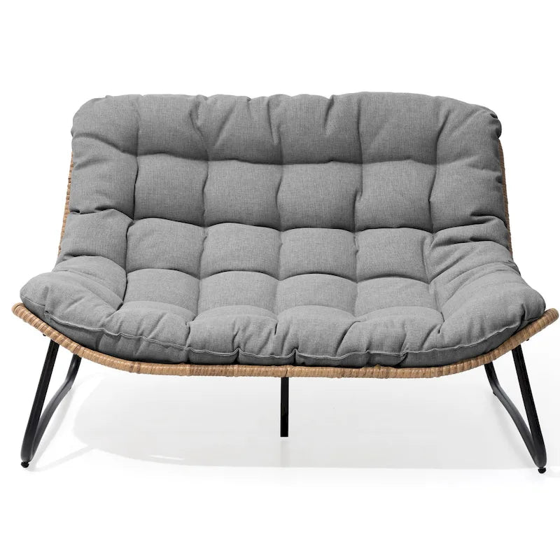 Sillón Papasan Doble con Cojín – Ratán PE, Uso Interior y Exterior