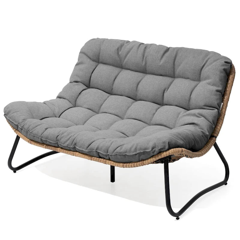 Sillón Papasan Doble con Cojín – Ratán PE, Uso Interior y Exterior