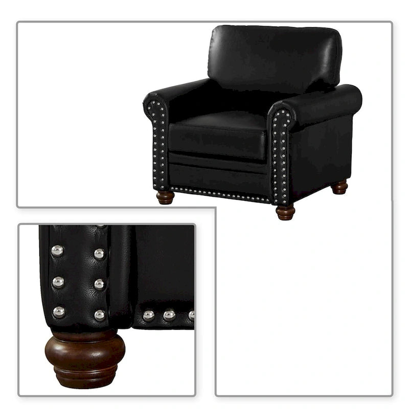 Sillón decorativo tapizado en poliuretano con reposabrazos enrollados