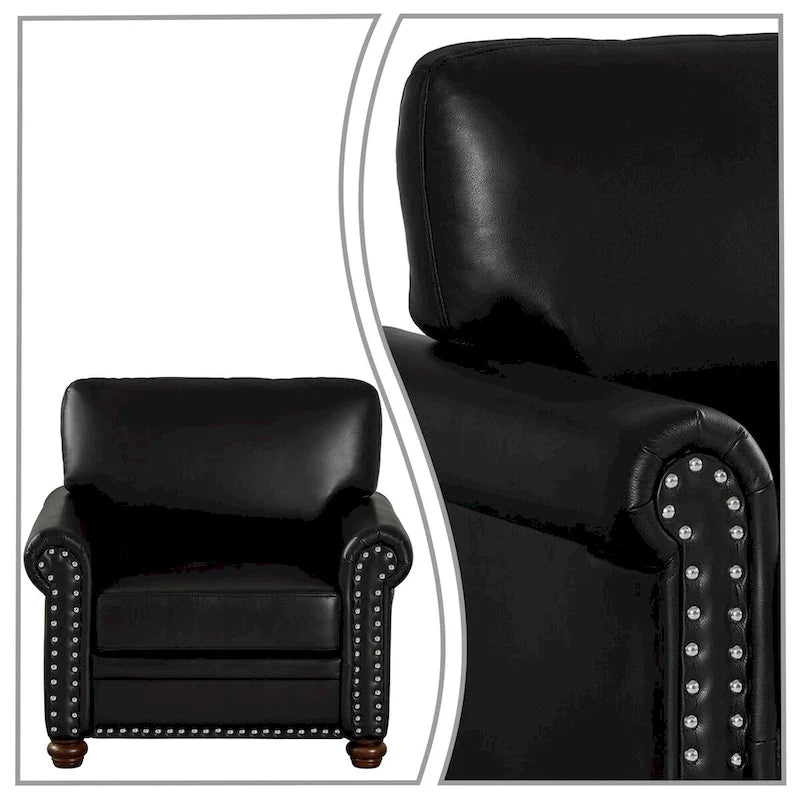 Sillón decorativo tapizado en poliuretano con reposabrazos enrollados