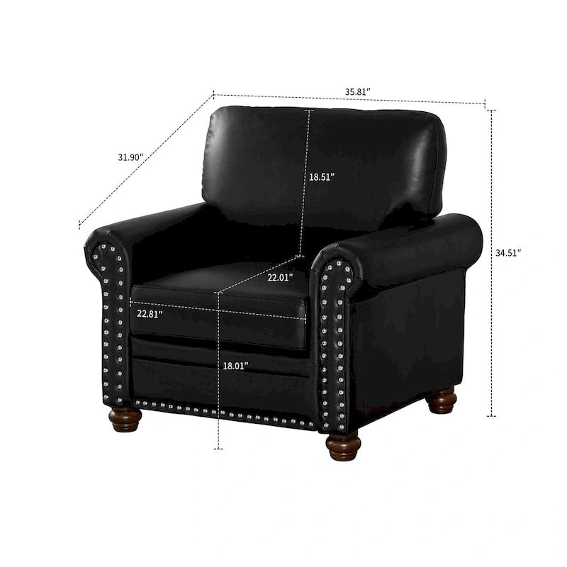 Sillón decorativo tapizado en poliuretano con reposabrazos enrollados