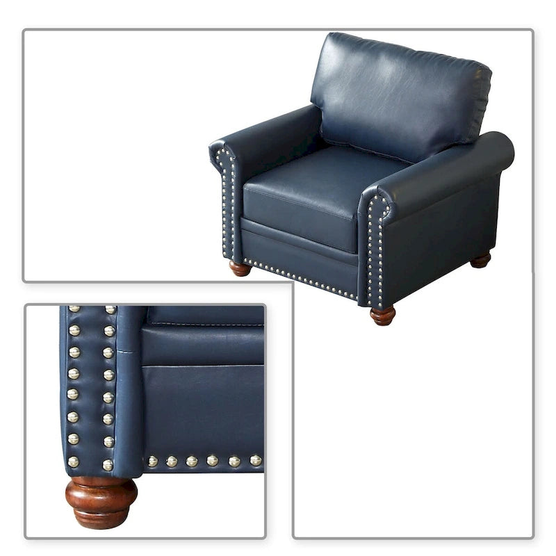 Sillón decorativo tapizado en poliuretano con reposabrazos enrollados
