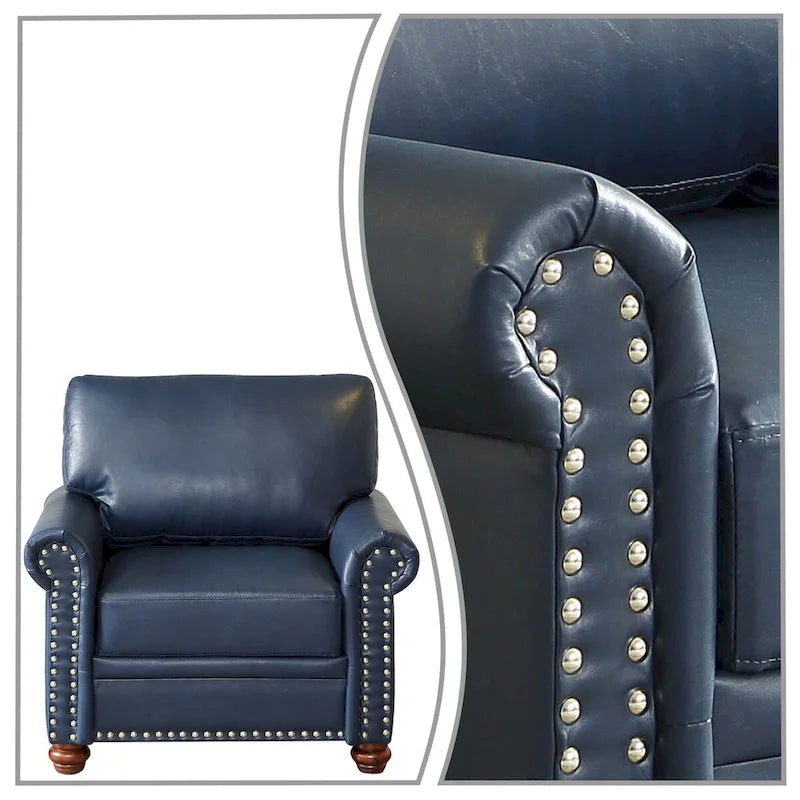 Sillón decorativo tapizado en poliuretano con reposabrazos enrollados