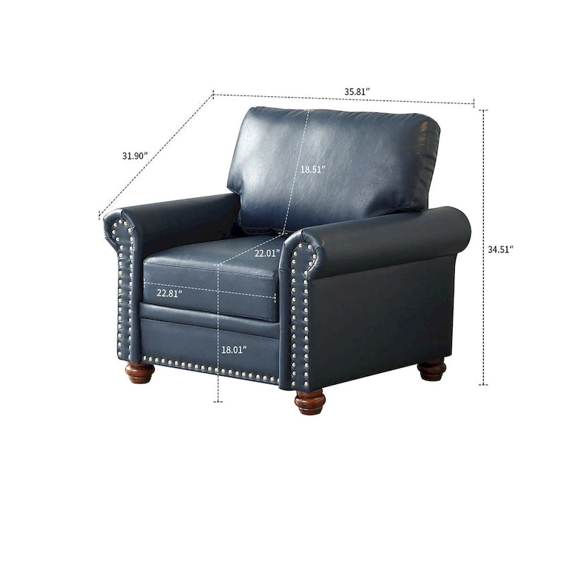 Sillón decorativo tapizado en poliuretano con reposabrazos enrollados