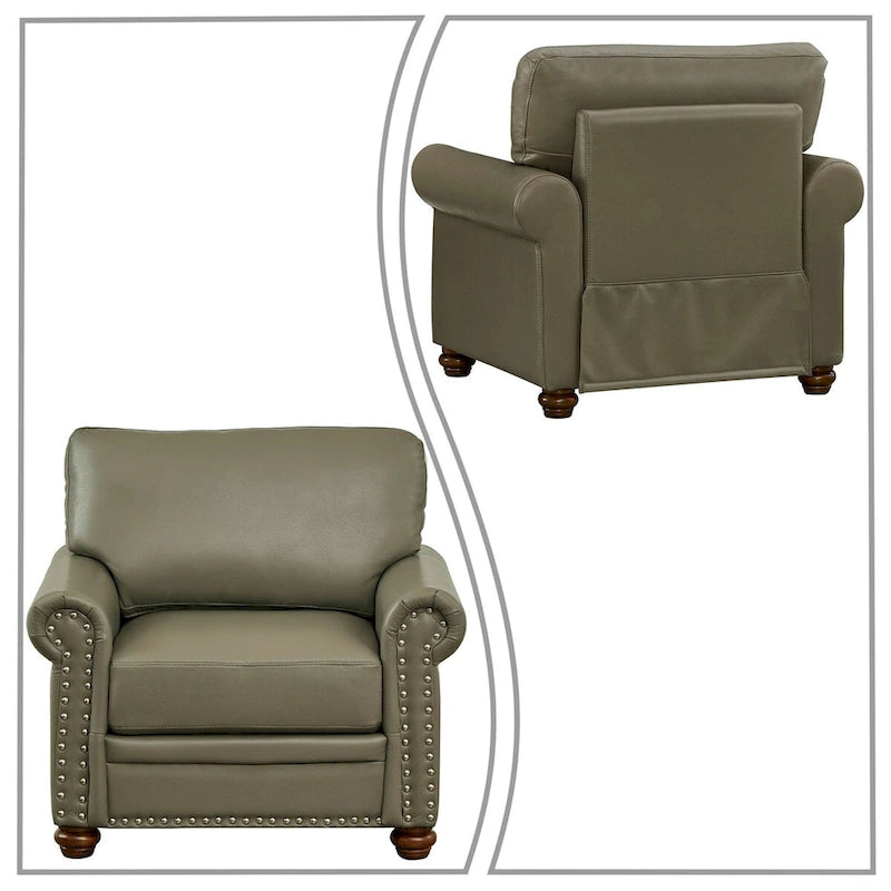 Sillón decorativo tapizado en poliuretano con reposabrazos enrollados