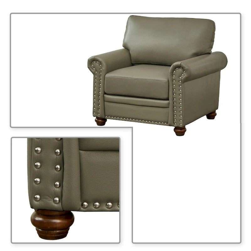 Sillón decorativo tapizado en poliuretano con reposabrazos enrollados