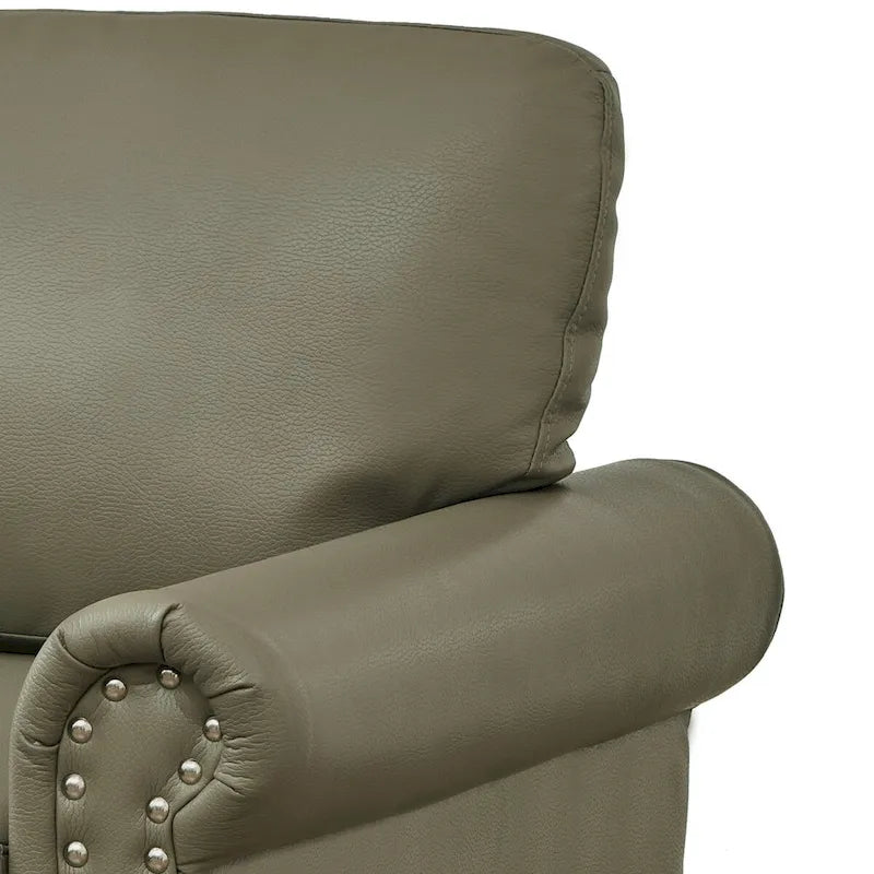 Sillón decorativo tapizado en poliuretano con reposabrazos enrollados