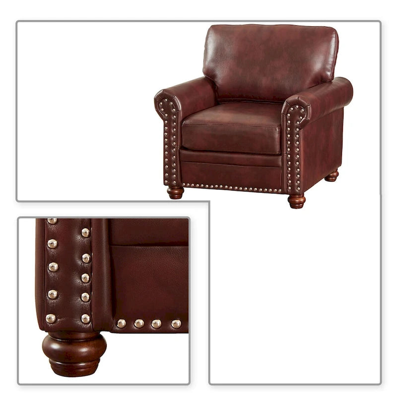 Sillón decorativo tapizado en poliuretano con reposabrazos enrollados