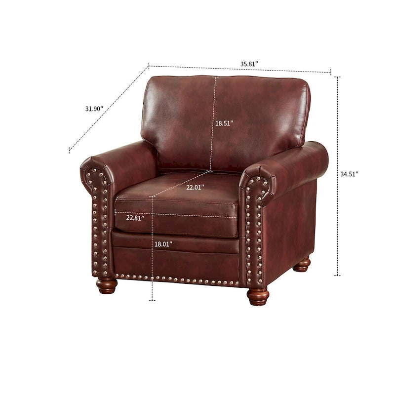 Sillón decorativo tapizado en poliuretano con reposabrazos enrollados