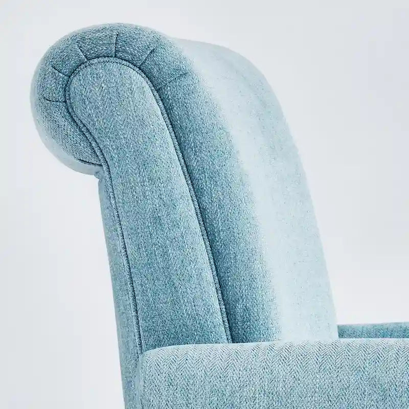 Sillón decorativo tapizado Mid-Century Modern con patas de madera maciza