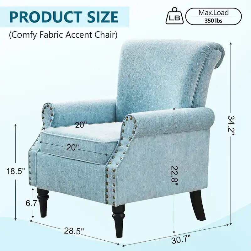 Sillón decorativo tapizado Mid-Century Modern con patas de madera maciza