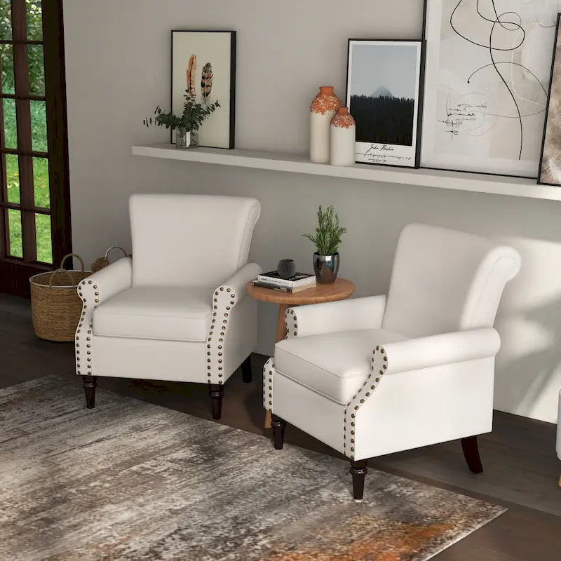 Sillón decorativo tapizado Mid-Century Modern con patas de madera maciza