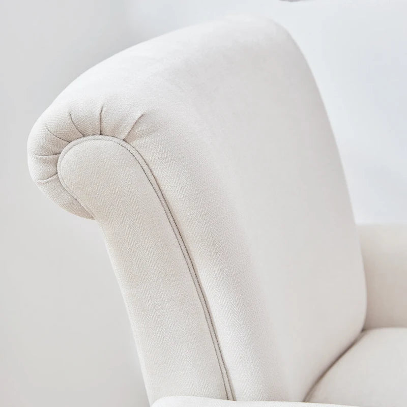 Sillón decorativo tapizado Mid-Century Modern con patas de madera maciza