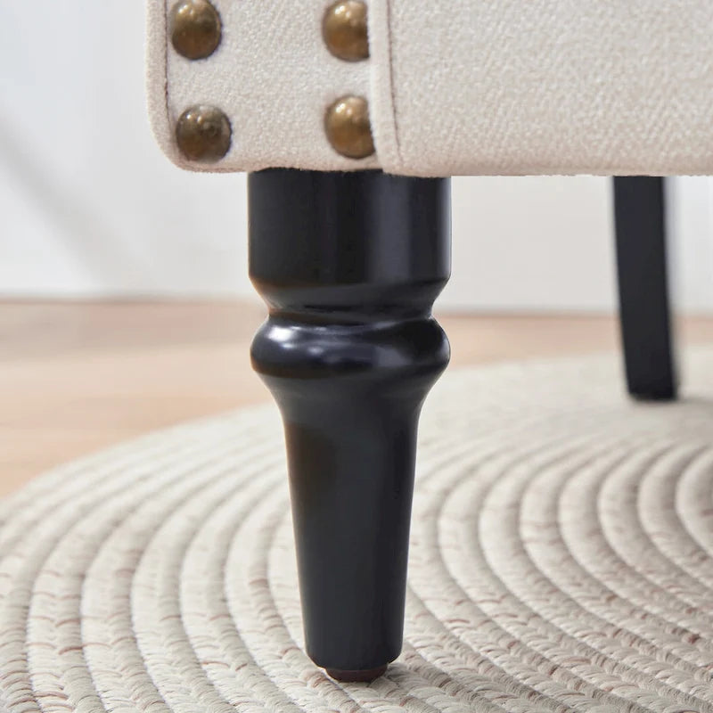 Sillón decorativo tapizado Mid-Century Modern con patas de madera maciza