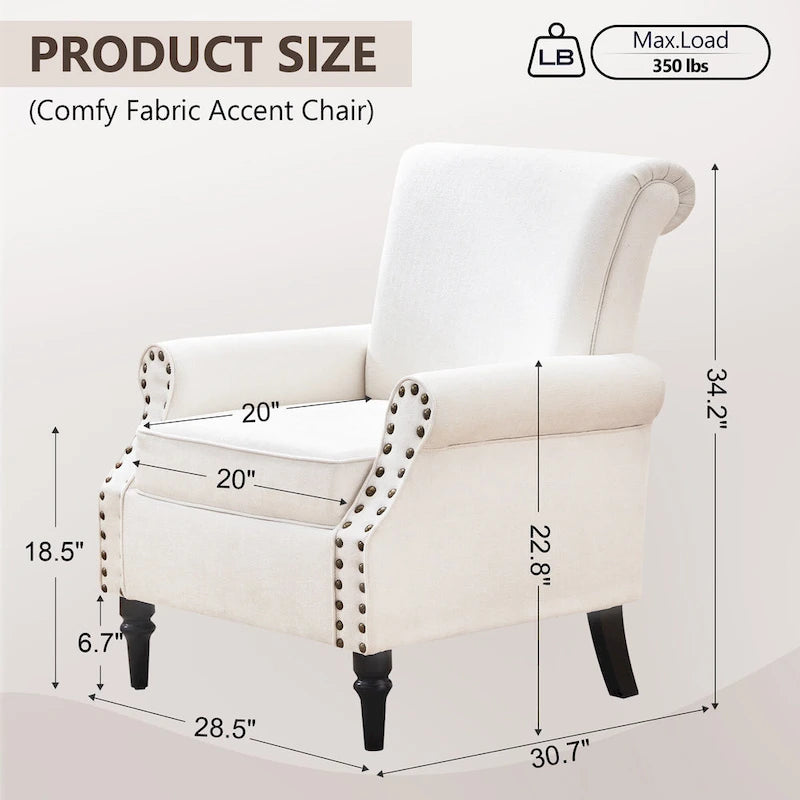 Sillón decorativo tapizado Mid-Century Modern con patas de madera maciza