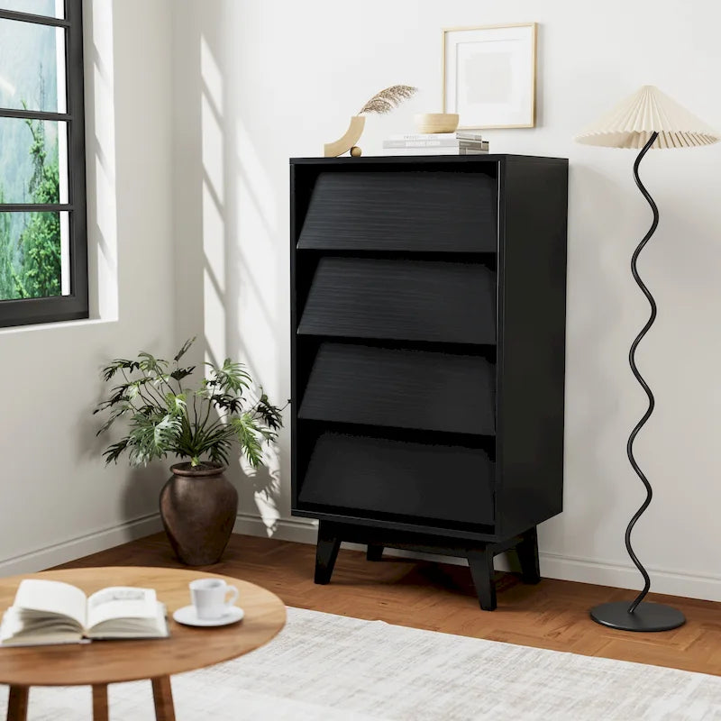 Cómoda de madera de 4 cajones, cajonera alta para dormitorio o sala de estar
