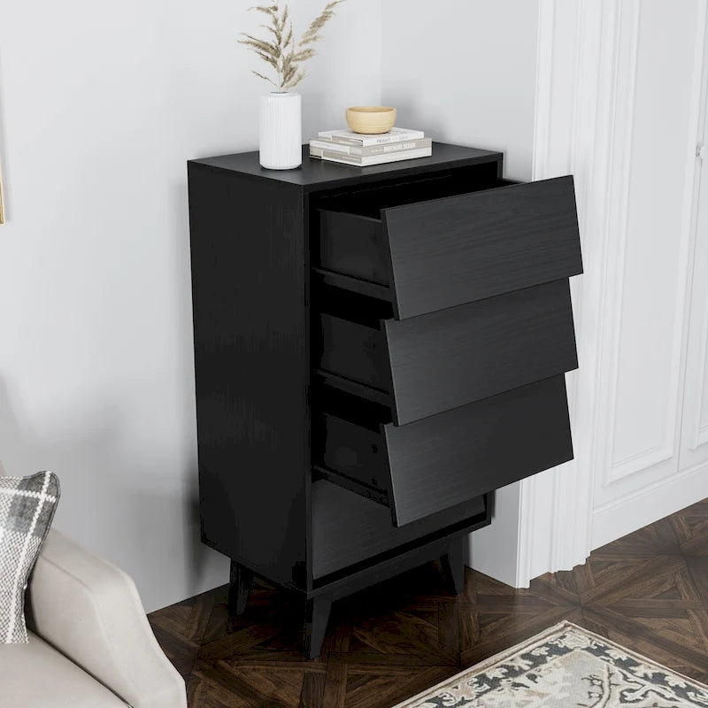 Cómoda de madera de 4 cajones, cajonera alta para dormitorio o sala de estar